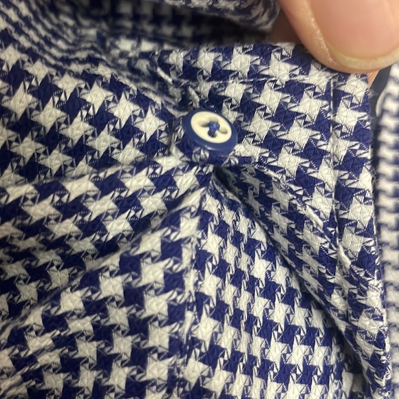 Robert Graham Modern Americana Tailored Fit Blue White Houndstooth Medium - Picture 13 of 14